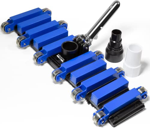 Aquatix Pro Cabezal de aspiradora para Piscina, 55,88 cm, Grado Comercial, 10 Placas Pesadas, 2 adaptadores de Manguera, Mango de Aluminio, Bolas de Acero Inoxidable, Cabezal Giratorio Flexible con