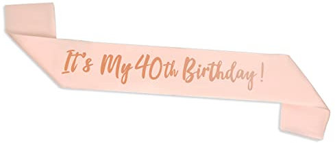 ALLY-MAGIC Rose Gold 40th Birthday Sash, 40th Birthday Sash for 40th Birthday Gift Her Women Party Accessories Y5JD40