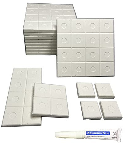 Reefing Art Ceramic Coral Frag Plugs 100 Pack Free Aquarium Glue for SPS LPS Tile (10pcs Tiles)