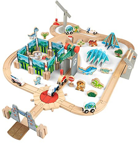 Jurassic World 266B Track & Play Set aus Holz, mit viel Zubehör, ab 3 Jahren