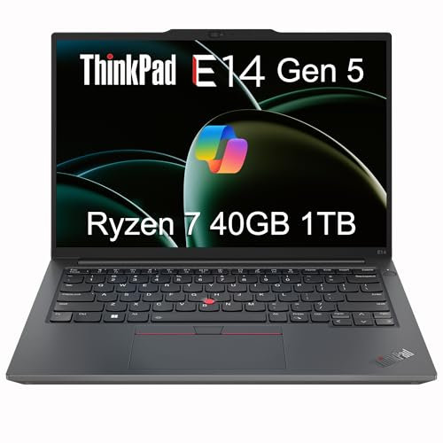 Lenovo ThinkPad E14 Gen 5 Business Laptop (14 FHD+ antiriflesso, AMD Ryzen 7 7730U (> Intel i7-1355U), 40 GB di RAM, SSD da 1 TB), retroilluminato, impronte digitali, ricarica rapida, Wi-Fi 6, Win 11