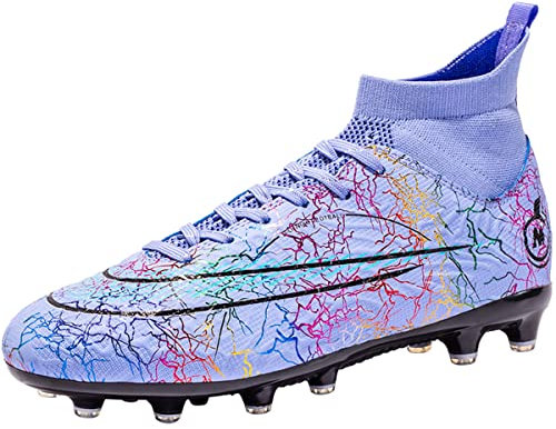 Csgkag Scarpe da Calcio Uomo Professionale High Top Spikes Sportivo All'aperto Scarpe da Allenamento Scarpe da Calcetto Unisex,Viola,EU44