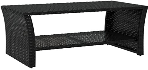 vidaXL Table Basse Noir 100x50x40 cm résine tressée