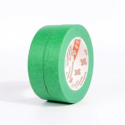 SEIWEI Kreppband Malerkrepp 2 Stück 50 m Farbiges Abdeckband Abklebeband Klebeband Dekobänder für Kunst, Handwerk, Malerarbeiten, Renovieren und Dekoration [Grün, 20mm]