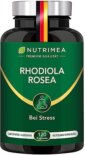 Rhodiola Rosea Kapseln NUTRIMEA®| Premium Rohstoff in Deutschland Hergestellt | 3% Salidroside | Rosenwurz Extrakt Hochdosiert | 120 Kapseln 100% Vegan