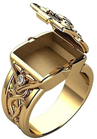 Foldable Rings Personality Rings Open Top Men's And Women's Rings Popular Couple Rings Valentine's Day Gifts Spoon Jewelry (Gold, 6)
