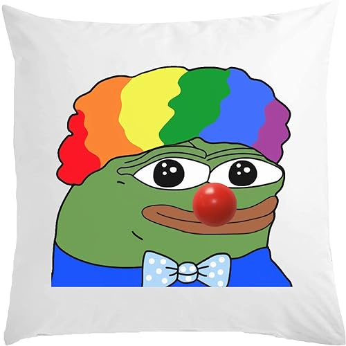 Funny Pepe The Frog Clown World Meme Weißes Kissen 40x40cm mit Füllung Weiß One Size