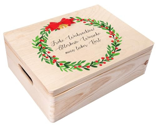 Creative Deco Weihnachtsgeschenke Personalisiert Holzkiste | Personalisierte Wunschtext Weihnachten Geschenke | Dein Eigener Wünsche Text Individuelle Geschenk | Weihnachtsdeko | Für Frauen, Männer
