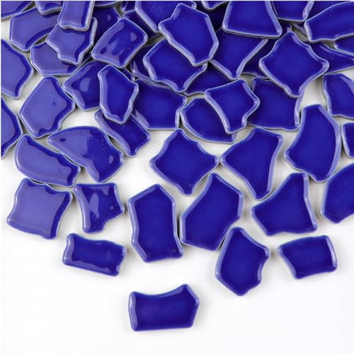 Carreaux de mosaïque en céramique irrégulière, 500 g, 2 à 4 cm, pierres pour bricolage, loisirs créatifs, décoration murale d'intérieur (bleu marine)