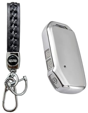 MEDZUK Schlüsselhülle Kompatibel mit Kia Proceed GT 2018-2024 2025 Autoschlüssel Hülle TPU Schlüsselgehäuse Schutz Zubehör mit Schlüsselanhänger (Silber)