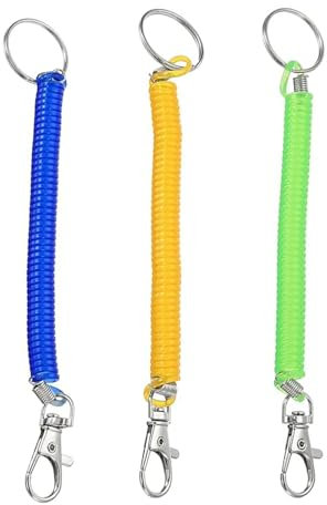 DYTHHN 3Pcs Colorful Stretchy Keyring Clip High Elastic Coiled Cord Lanyard Keychain Safe Holder Theftproof Anti-Lost Spiral Keyring for School Work