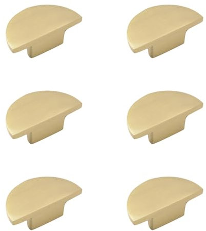 INCREWAY Solid Brass Drawer Pulls, 6PCS Half Moon Drawer Pulls Semicircle Furniture Gold Cabinet Handles Modern Copper Hardware Knobs Decorative Door Knobs