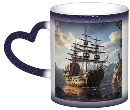 VducK Port-bedruckte Farbwechsel-Tasse, Kaffeetasse, Keramik, kreative Tasse, magische Teetasse