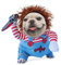 Chucky Hundekostüm mit Messer, tödliche Kleidung, lustiges Weihnachts-Halloween-Hundekostüm für kleine, mittelgroße und große Hunde (Stil 1, XL)
