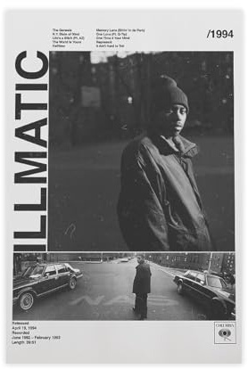efhavce Nas Illmatisches Poster, 90er-Jahre, Hip-Hop-Leinwand-Poster, Schlafzimmer, Dekoration, Landschaft, Büro, Raumdekoration, Geschenk, 60 x 90 cm