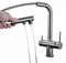 3 Wege Wasserhahn Küchenarmatur Mit Brause Ausziehbar, 360° Drehbar Küchenarmatur, Drei Wege Mischbatterie Für Wasserfilter,Trinkwasserhahn Mit 2 Hebel,drei Wege Wasserhahn (grey)