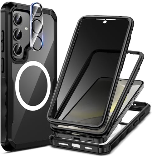 seacosmo Antiespía Funda para Samsung Galaxy S24, Negro | Compatible con MagSafe, Antigolpes y a Prueba de Arañazo, Carcasa Protectora Resistente con Protector de Cámara