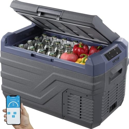VEVOR Frigorifero per Auto, Frigo per Auto da 12 Volt, Congelatore Portatile a Zona Singola da 30 L con Luce Integrata, -20~20 ℃, 12/24V DC e 100-240V AC Compressore per Esterno, Campeggio, Camper