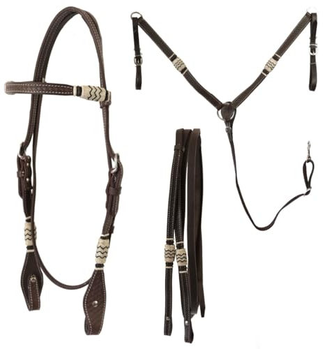 Silver Horse Maidu, Zügel und Brustgurt, Schnallen aus Edelstahl für Leistung und Sicherheit, perfekt für Hobby Horse, Spaziergänge, Wettbewerbe (braun)