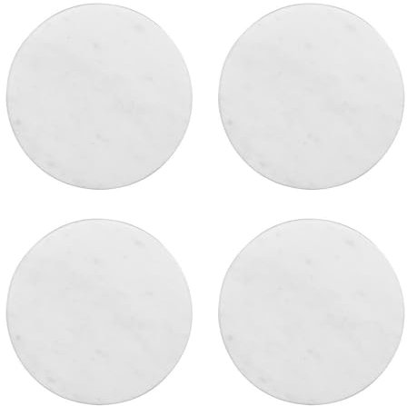 Table Passion - Coffret de 4 dessous de verre Marbre blanc 10 cm