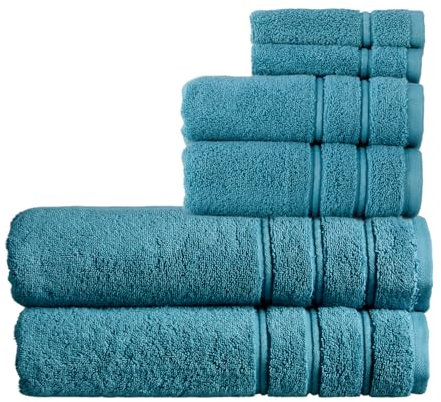 Christy Antalya Bath Sheets Set | 6 Piece | 100% Turkish Cotton | 600GSM | Soft Plush Luxury Towel Set | 2 Bath Sheets 2 Hand Towels 2 Face Cloths | Quick Dry | Jade Teal