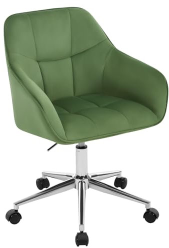 WOLTU Homeoffice Stuhl, Schreibtischstuhl, Drehstuhl, Schminkstuhl, höhenverstellbar, bis 150 kg belastbar, mit Armlehnen Samtsitz, für Schlafzimmer Büro Wohnzimmer, Grün BS145dgn
