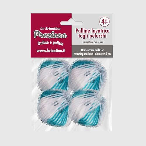 La Briantina - Lot de 4 balles en Velcro pour Machine à Laver - Enlève Les Poils d'animaux et pelucchi - Ø 5 cm, lessive Propre et sans résidus