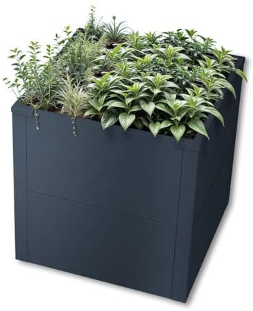 Metzler Hochbeet für den Garten oder Balkon – Stahl in Anthrazit | Witterungsbeständiges Metall-Gartenbeet, Pflanzenbeet, Blumenhochbeet | 50 x 50 x 50 cm
