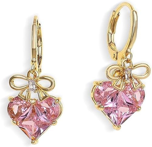 Kristall Ohrringe,Damen Ohrringes,Ohrringe Glitzer,Kristall Hochzeit Ohrringes Schmuck Frauen Mädchen (Rosa)