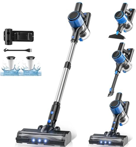 Cordless vacuum cleaner, 30 KPA vacuum cleaner, powerful suction power, LED display, 8-in-1 multifunctional household vacuum cleaner with 6-stage filtration and 40 minutes operating time