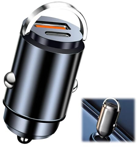 120W Zigarettenanzünder USB C, Auto Adapter, PD & QC3.0 Super Mini Ganzmetall KFZ Ladegerät, Auto Ladegerät Adapter Kompatibel mit Phone 15/14/13/12 Serie, Samsung, Google Pixel, Xiaomi, Android