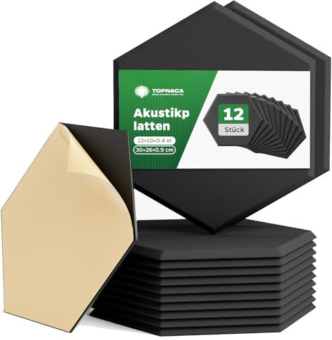 Groß selbstklebend Pinnwand Modern - 12 Stück 30x26x0,9cm Korkplatte Alternativen für Notice, Memo, Bilder, Hexagon & rahmenlos Pinwand für Büro, Klassenzimmer, Kinderzimmer, Küche, schwarz