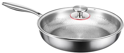 Padella - Padella martellata in titanio | Padella da frittura NUTR-I in titanio non stick | Omelette padella con coperchio | Pot antiaderente |Pentola per pentole antiaderente multi funzionale per