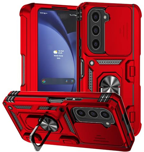 Yarxiawin for Samsung Z Fold 6 Case Silicone Camera Lens Protector Slide Cover Aesthetic, Rugged Shield Heavy Duty for Samsung Galaxy Z Fold 6 5G Phone Case With Ring Holder Shockproof (Red)