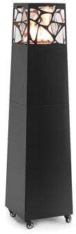 Planika – Pyramid, moderner Terrassenheizer, Außenkamin, Garten mit Abdeckung (Black) (Schwarz)