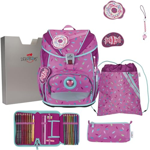 DerDieDas Schulranzen ErgoFlex Light Set 6-teilig Sweet Sprinkles pink