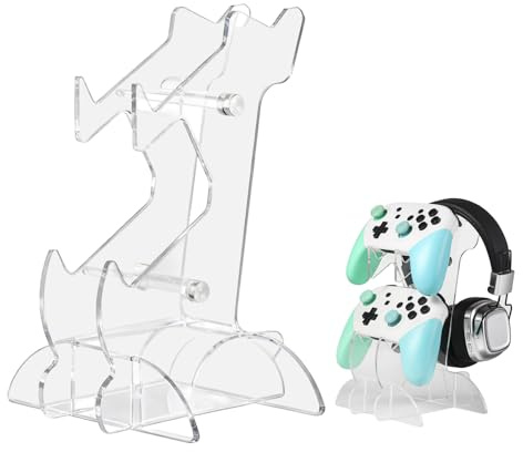 xyuayamz Controller Halter, Controller Halterung, 2 Ebenen Gamepad Ständer, Universeller Headset Gaming Controllerhalter für Xbox, PS5 und PS4, Acryl, 1 Stück, Transparenter