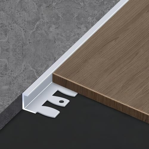 Coayuou Nez De Marche Carrelage en C 90cm* 3 Pièces Plinthe Aluminium Flexible Baguette De Carrelage pour Protéger Les Coins De Carrelage, Facile À Poser Et Très Résistant(Silver,8mm)