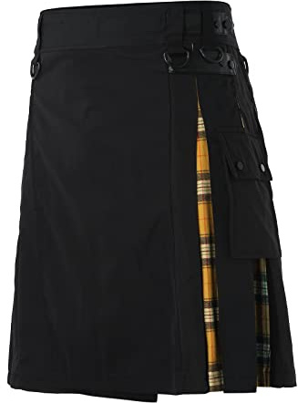 Schottland Rock Herren Vintage Kilt Gothic Punk Mode Kendo Taschenröcke Schottische Kleidung Plaid Faltenrock Neu