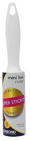 KORBOND 2.8m Mini Pocket Lint Roller – TRAVEL SIZE – 30 Sticky Easy Peel Paper Sheets– Suitable for ALL FABRIC TYPES – Removes Dust, Dirt and Hair from Clothing, Car Interior & Hard to Reach Places