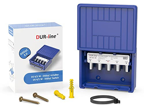 DUR-line 4/1 DiseqC Schalter - im Wetterschutzgehäuse für den Empfang von 4 Satelliten für 1 Teilnehmer - LNB Signal Umschalter/Switch für SAT Receiver - für Multifeed-Anlagen ohne Multischalter