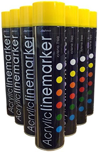 (Pack of 12) Large 750ml Yellow Line Marking Spray Paint Survey Builders Marker Sports Grounds