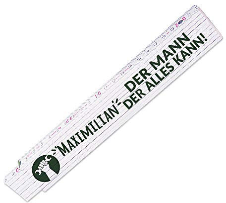 Zollstock mit Namen Maximilian und schönem Motiv - Der Mann der alles kann - für Männer | Metermaß | Glieder-Maßstab mit Namen bedruckt | Viele Namen zur Auswahl