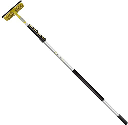 DOCAZOO Teleskopstange zur Reinigung – 9 m Verlängerungsstange mit Abzieher – Fensterreinigungsset, Deckenreinigung, Autowaschset, ausziehbarer Staubwedel, Fensterabzieher, Langstielbürste
