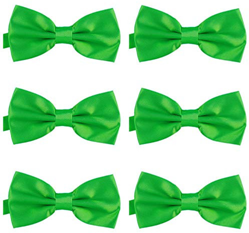 DonDon 6er Set Herren Fliege 12 x 6 cm gebunden und längenverstellbar grün