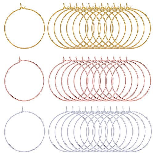 SUNNYCLUE 150pcs 3 Colors 25mm Wine Glass Charm Rings Earring Beading Hoop Jewelry Making Findings for DIY Jewelry Marking Party Wedding Festivals Decoration