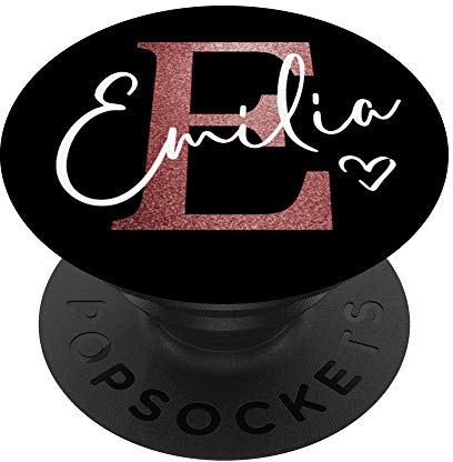 Emilia Name Kalligraphie Buchstabe E Herz personalisiert PopSockets mit austauschbarem PopGrip