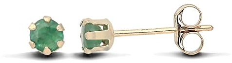 Old English Jewellers 9ct Yellow Gold Green Emerald Stud Earrings for Women
