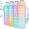 SUPPRUI Kinder Trinkflasche mit Strohhalm,700ml Auslaufsicher Sport Trinkflasche,Motivierende Wasserflasche mit Zeitmarkierung Bpa Frei Tritan Trinkflasche für Mädchen, Junge, Schule, Gym(Pink Blau)