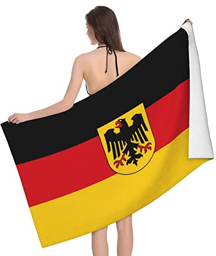 Strandtücher Deutschland-Flagge Strandlaken Pflegeleicht Badetuch Tragbares Duschtücher Für Strand Yoga Wandern,80X130Cm